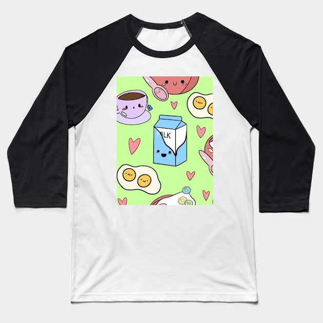 Kawaii Breakfast-mint Baseball T-Shirt by SturgesC